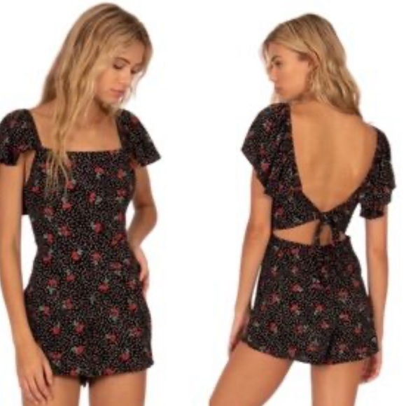 Amuse Society Pants - Amuse Society x Revolve Black Cherry Romper Playsuit
